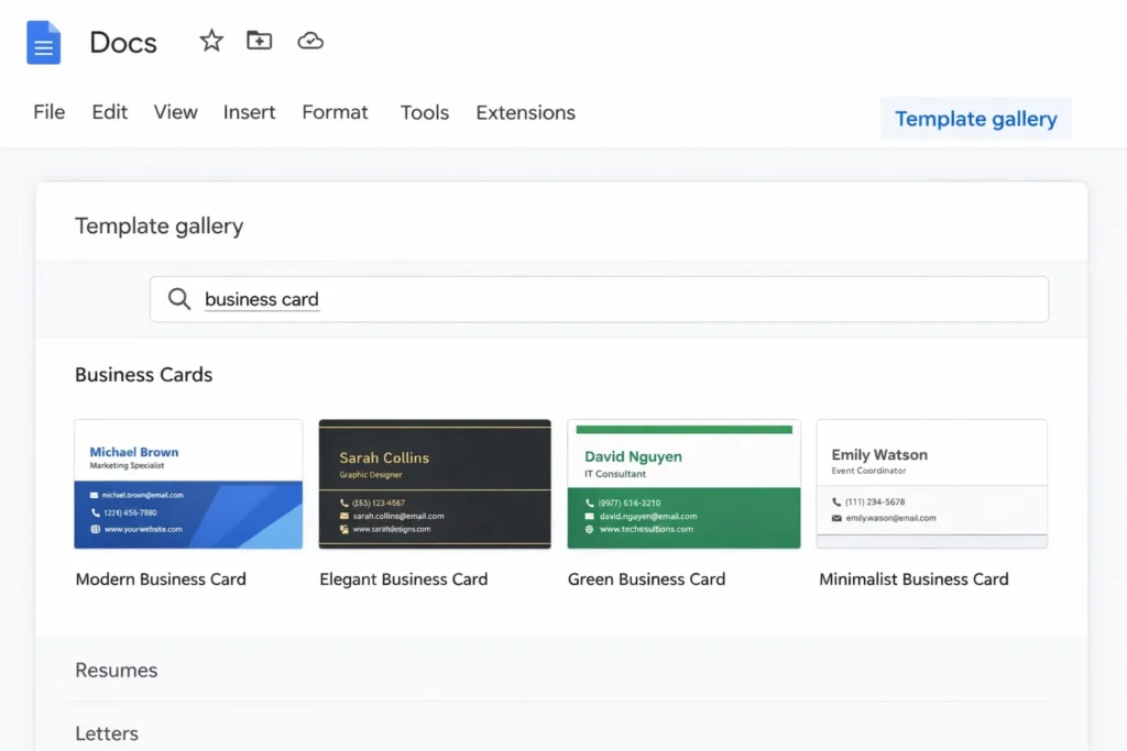 Why Use Google Docs for Business Cards